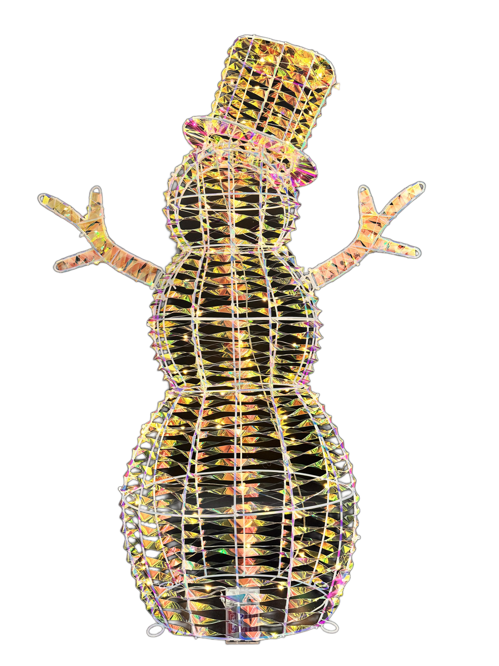 36" Warm Iridescent Lighted Snowman with Top Hat and Twig Arms, Battery Operated - media 12