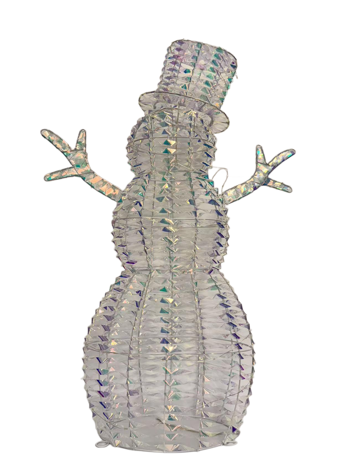 36" Warm Iridescent Lighted Snowman with Top Hat and Twig Arms, Battery Operated - media 14