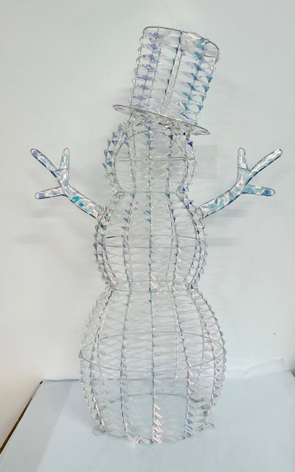 36" Warm Iridescent Lighted Snowman with Top Hat and Twig Arms, Battery Operated - media 20