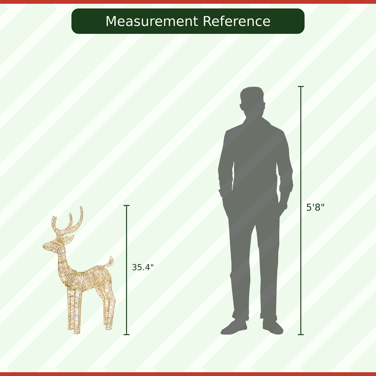 35" Gold Wire Lighted Reindeer with Antlers, Warm LED Lights, Battery Operated - media 10