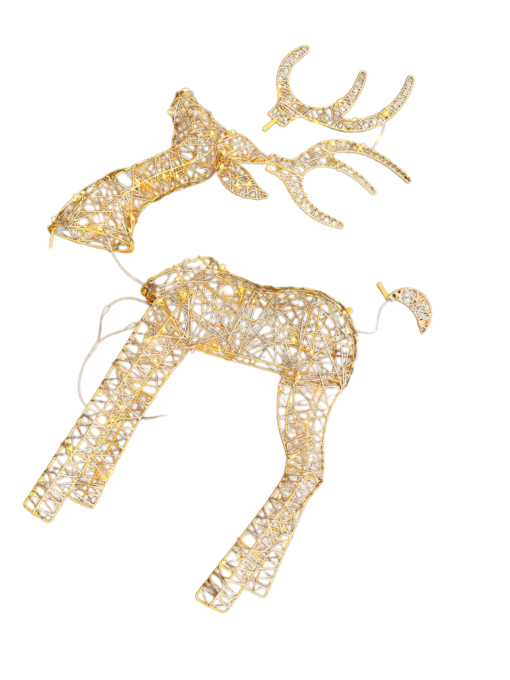 35" Gold Wire Lighted Reindeer with Antlers, Warm LED Lights, Battery Operated - media 16