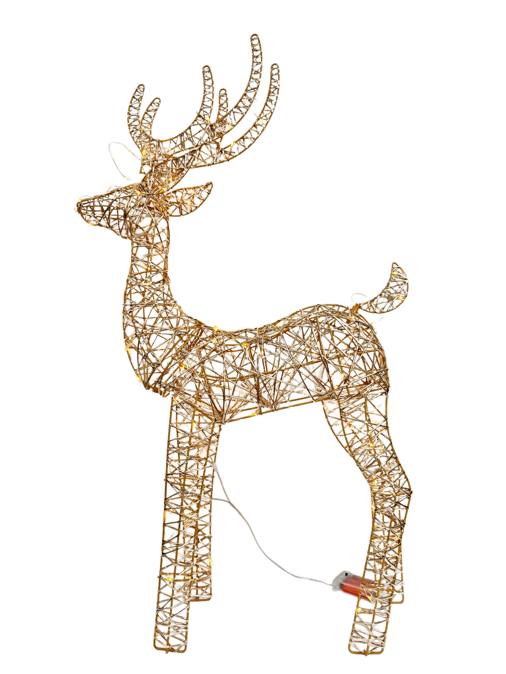 35" Gold Wire Lighted Reindeer with Antlers, Warm LED Lights, Battery Operated - media 18