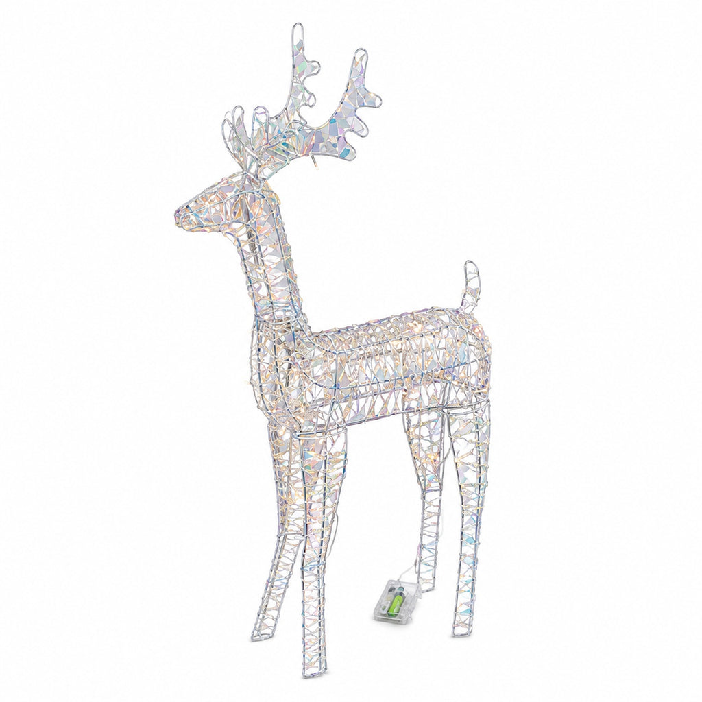 37" Multicolor Iridescent Reindeer with Antlers, Sparkling LED Lights, Battery Operated - media 6