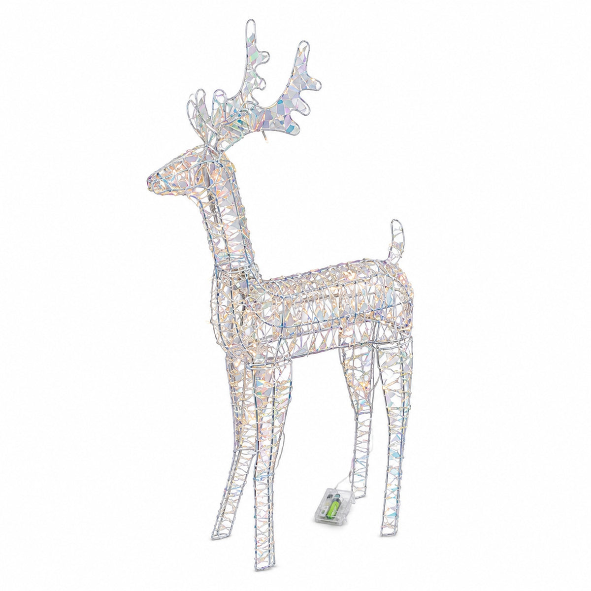 37" Multicolor Iridescent Reindeer with Antlers, Sparkling LED Lights, Battery Operated - media 6