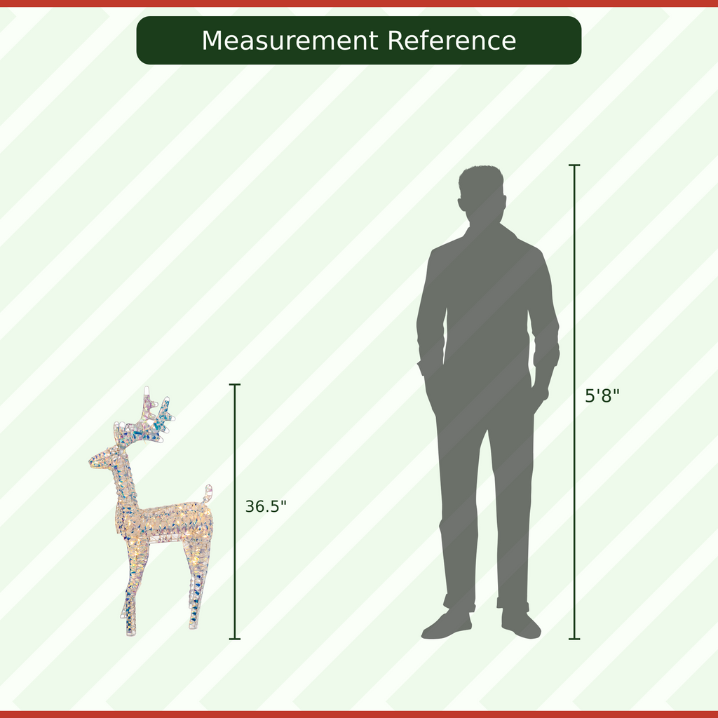 37" Multicolor Iridescent Reindeer with Antlers, Sparkling LED Lights, Battery Operated - media 8