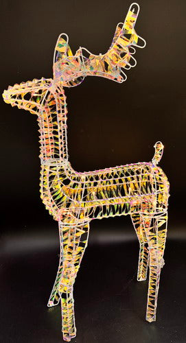 37" Multicolor Iridescent Reindeer with Antlers, Sparkling LED Lights, Battery Operated - media 20
