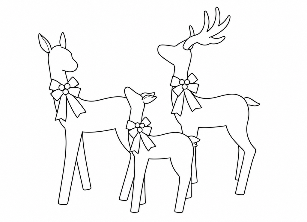 49", 43", 30" White Iridescent Deer Family Set with Warm White LED Lights, Iron Frame, Red Bow Accents - media 12