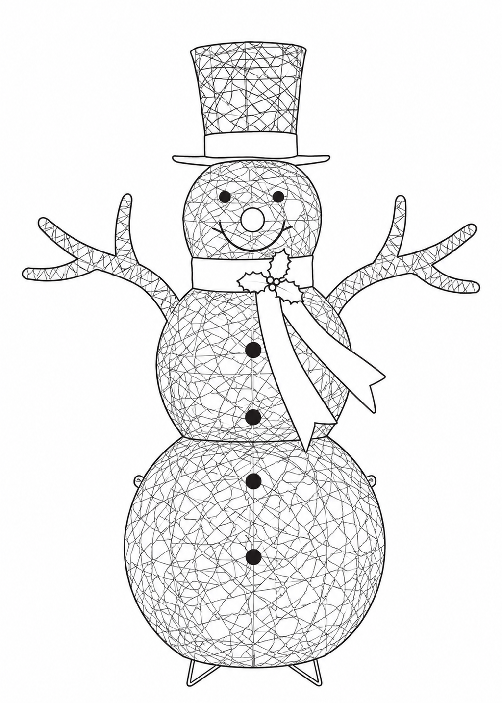 48" Champagne Gold Lighted Snowman with Top Hat, Scarf, and Twig Arms, Warm White LED Lights - media 13