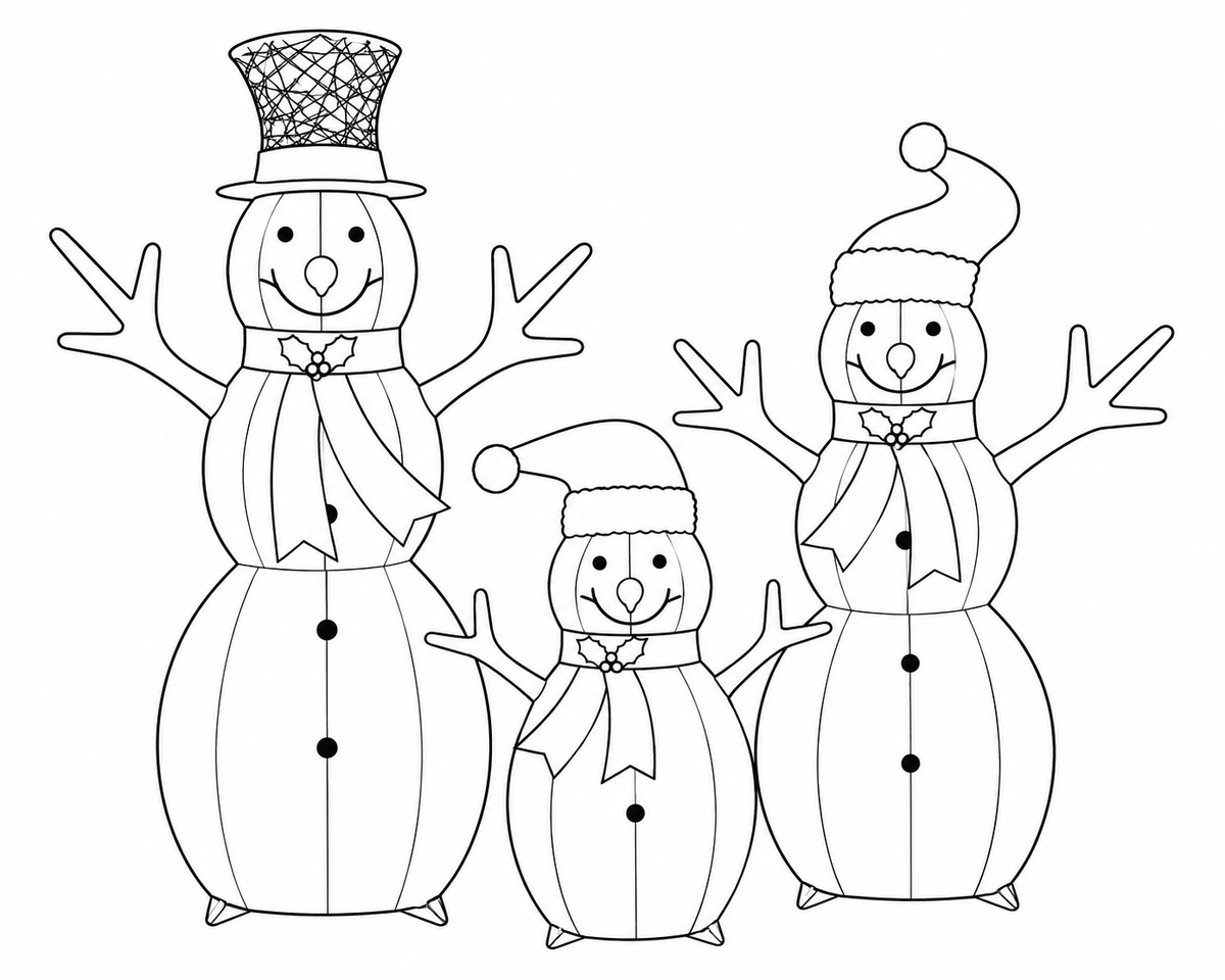 42", 37", 24" White Glitter Snowman Family Set with Top Hats, Scarves, Warm White LED Lights - media 12