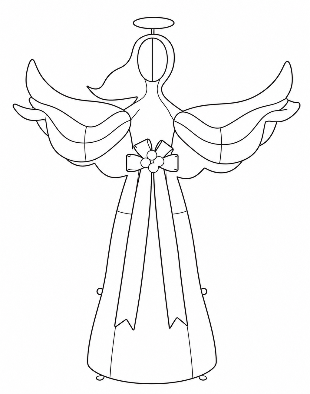 61" White Fabric Lighted Angel with Halo, Wings, and Gold Sash, Warm White LED Lights - media 16