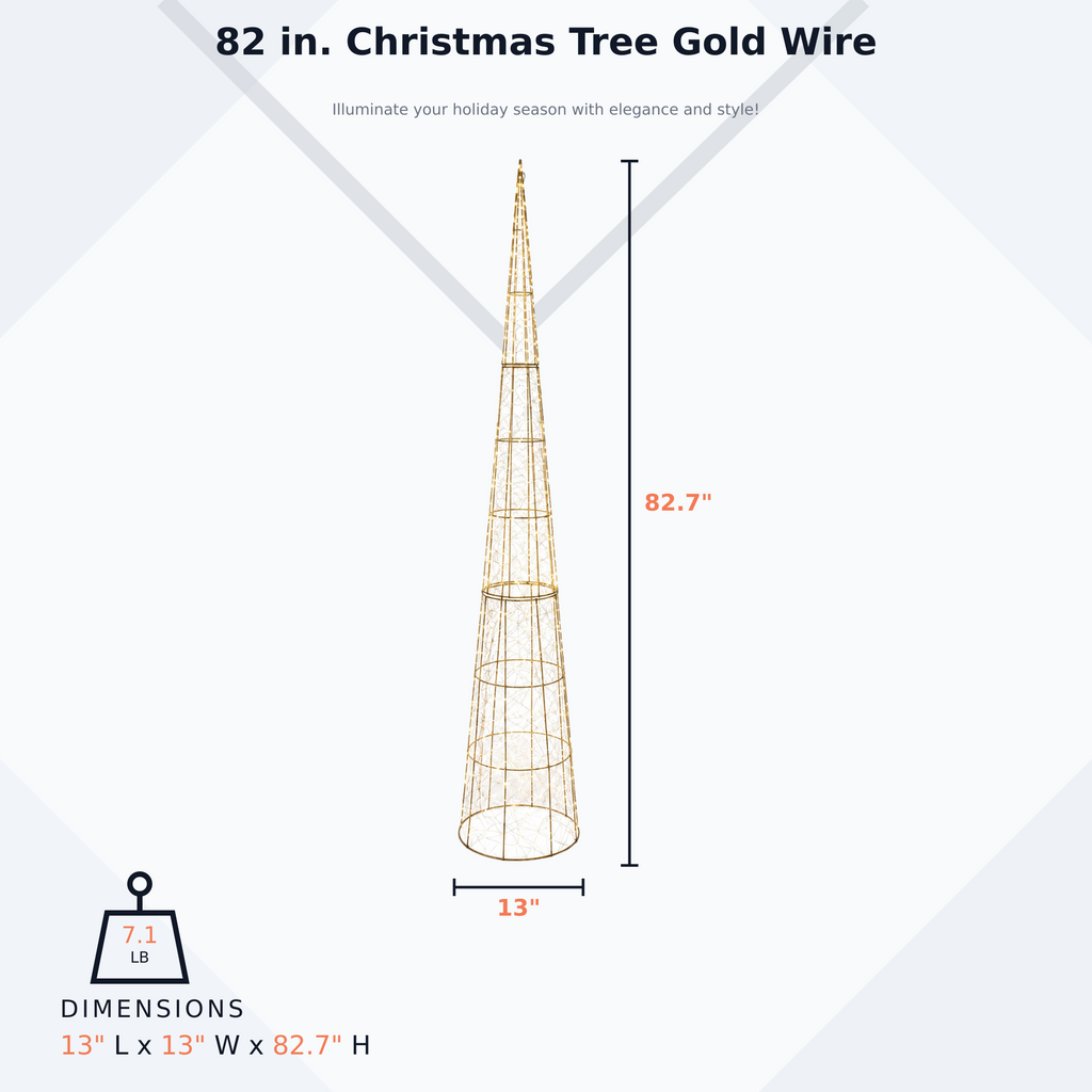 82 in. Christmas Tree Gold Wire - media 7