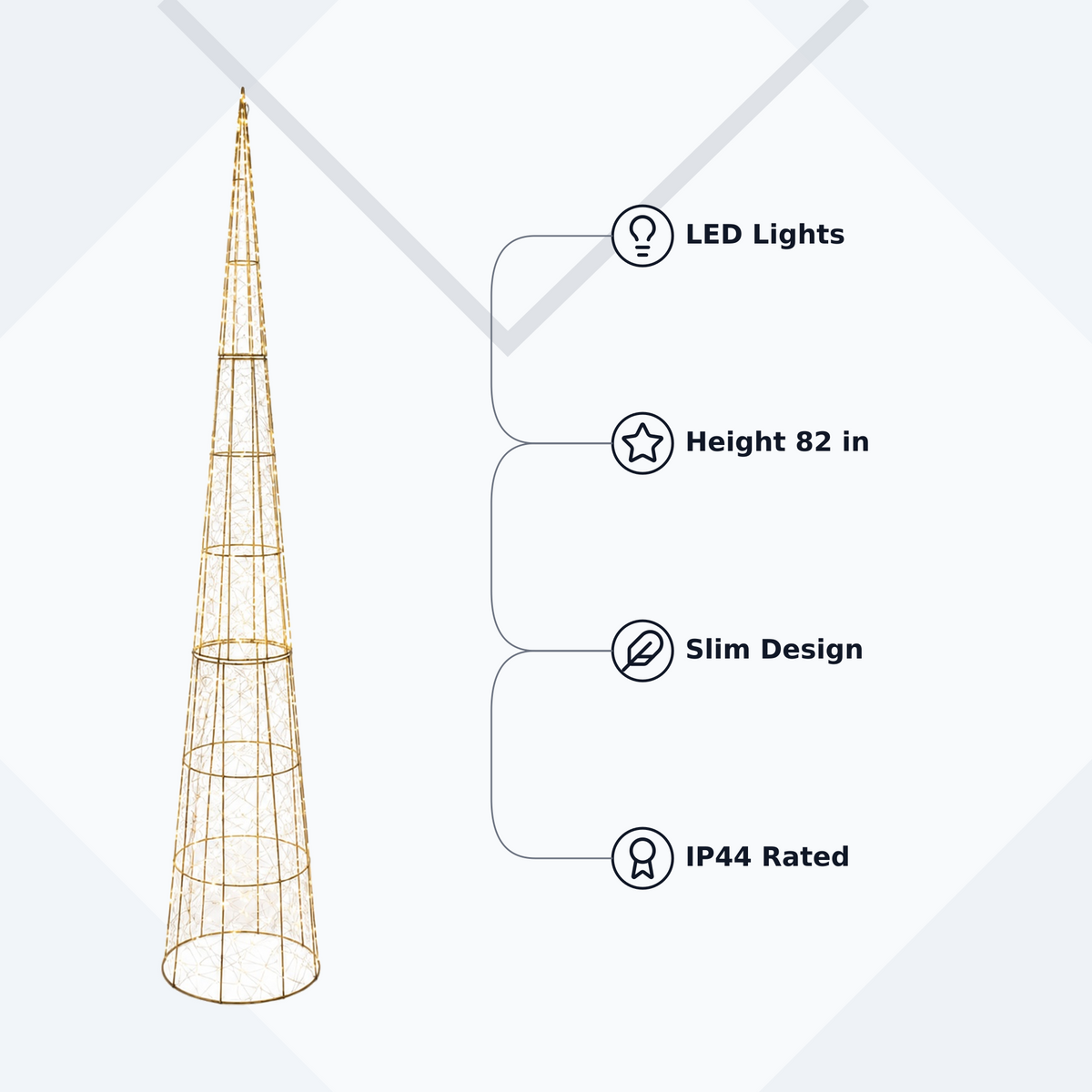 82 in. Christmas Tree Gold Wire - media 10