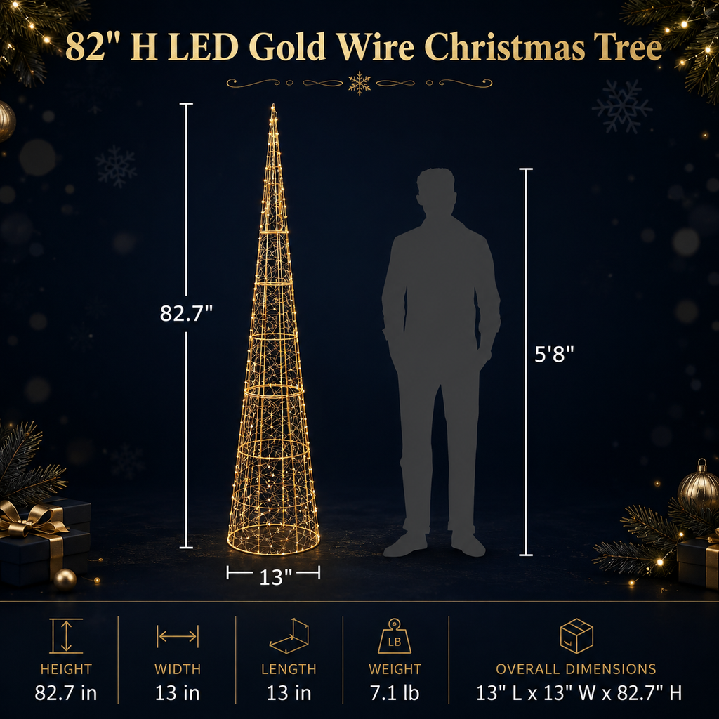 82 in. Christmas Tree Gold Wire - media 11