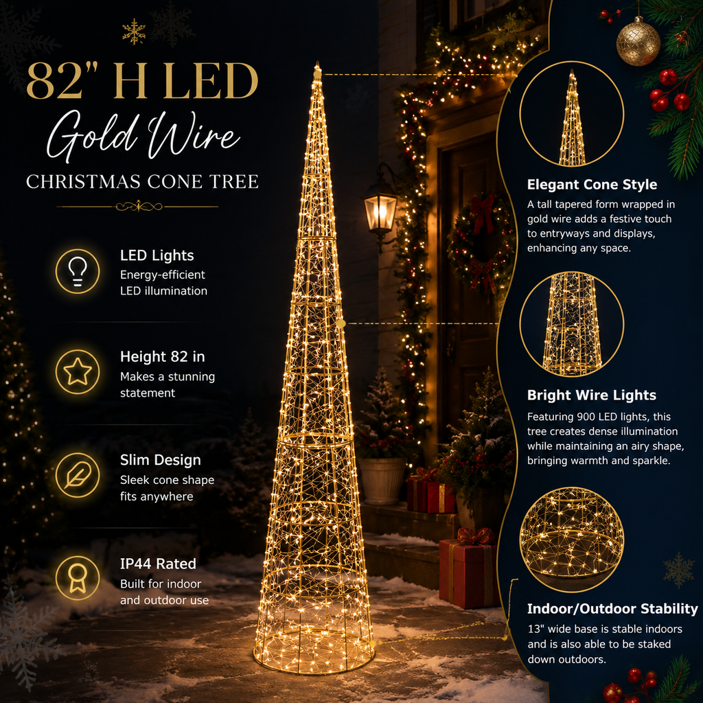 82 in. Christmas Tree Gold Wire - media 12