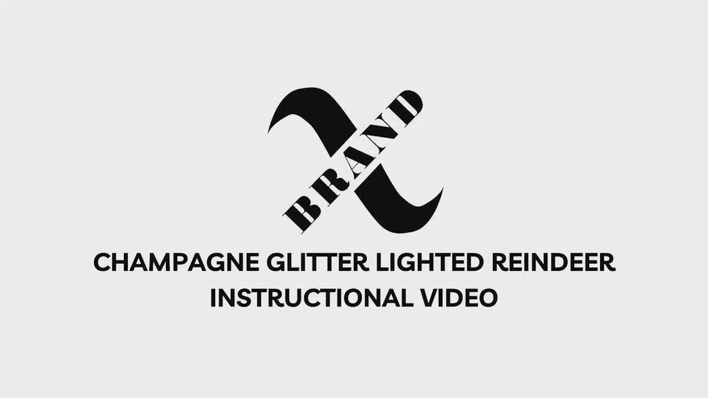 72" Champagne Glitter Lighted Reindeer with Antlers and Red Bow, Warm White LED Lights - video 1