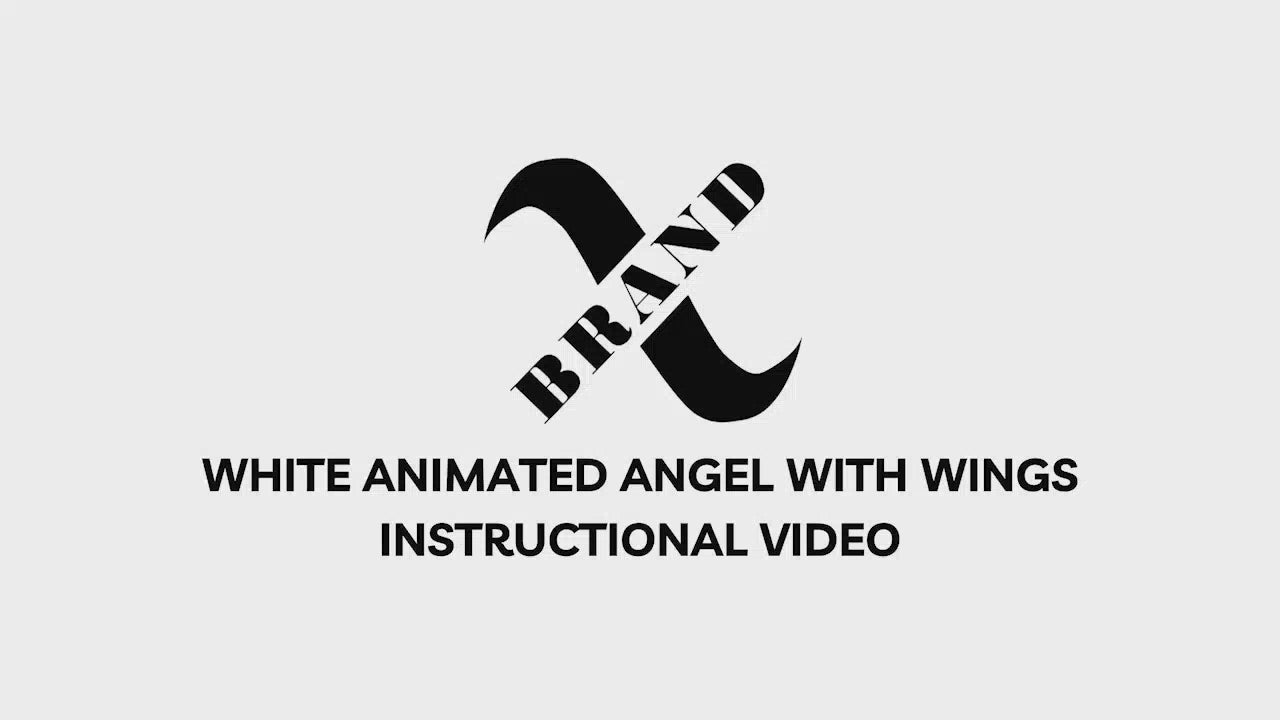 36" White Animated Angel with Wings, Halo, and Harp, Warm LED Lights, Iron Frame - video 1