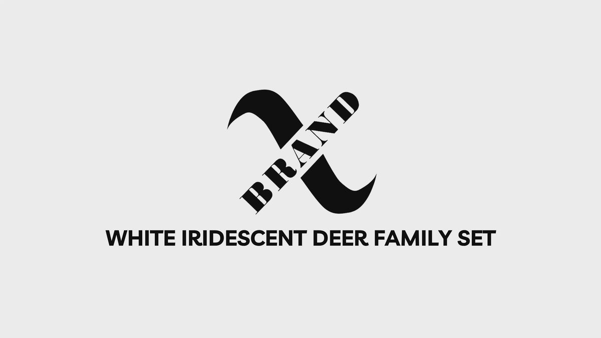 49", 43", 30" White Iridescent Deer Family Set with Warm White LED Lights, Iron Frame, Red Bow Accents - video 1