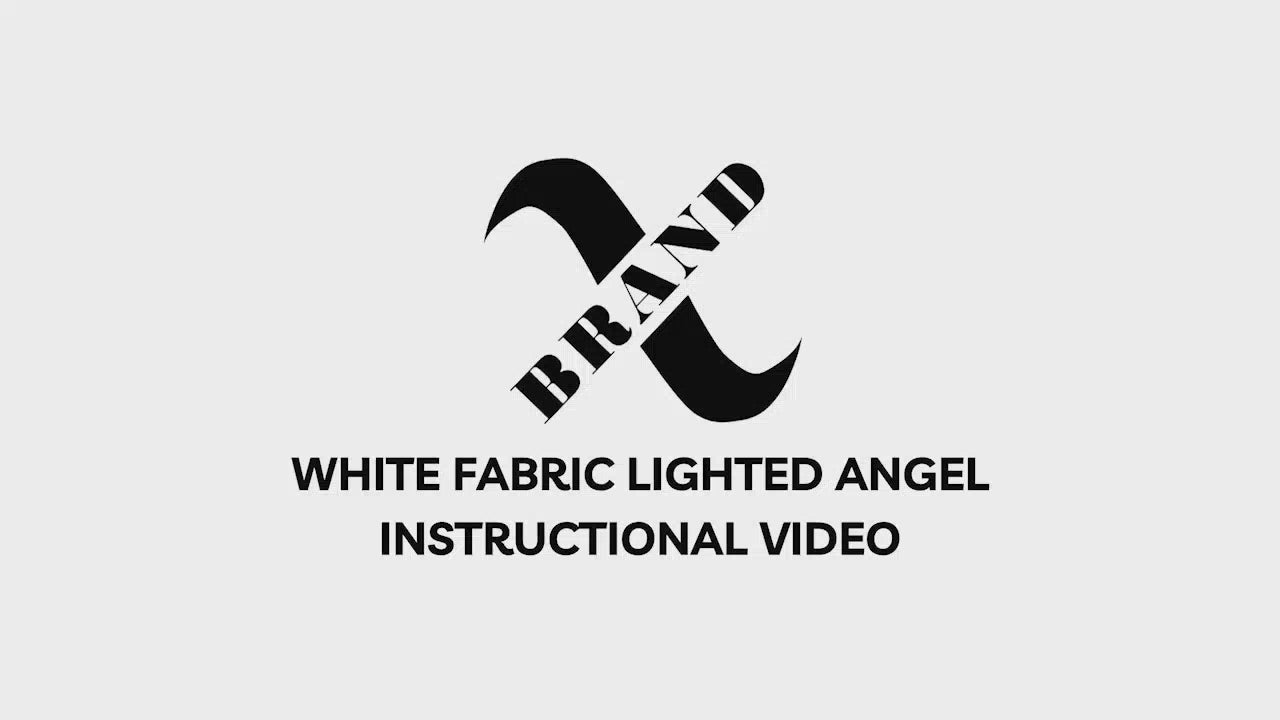 61" White Fabric Lighted Angel with Halo, Wings, and Gold Sash, Warm White LED Lights - video 1