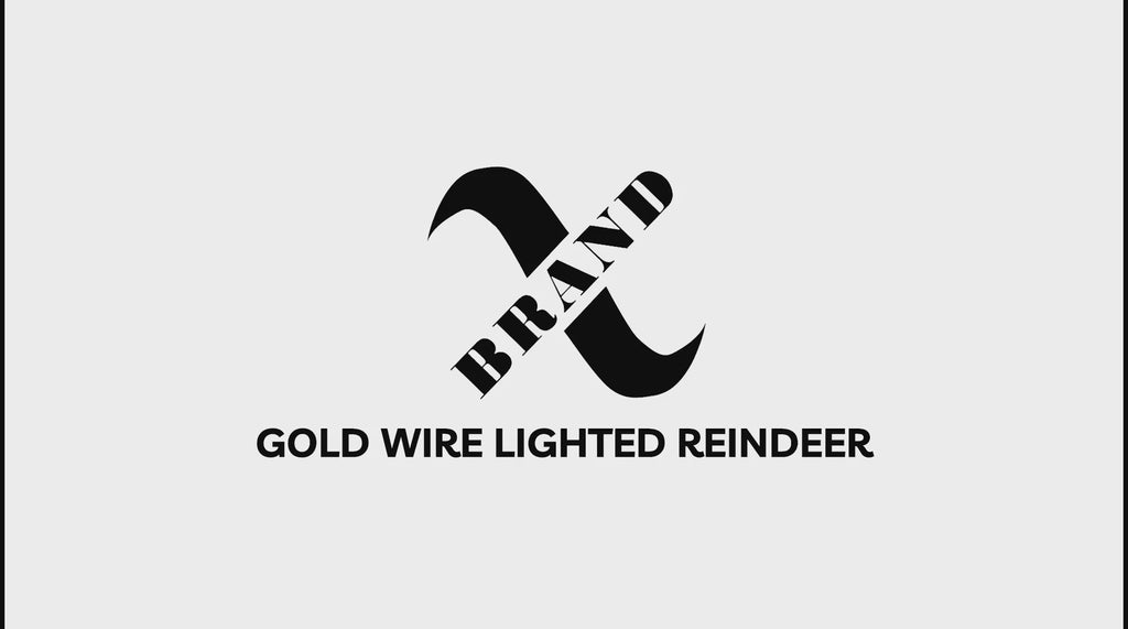 35" Gold Wire Lighted Reindeer with Antlers, Warm LED Lights, Battery Operated - video 1