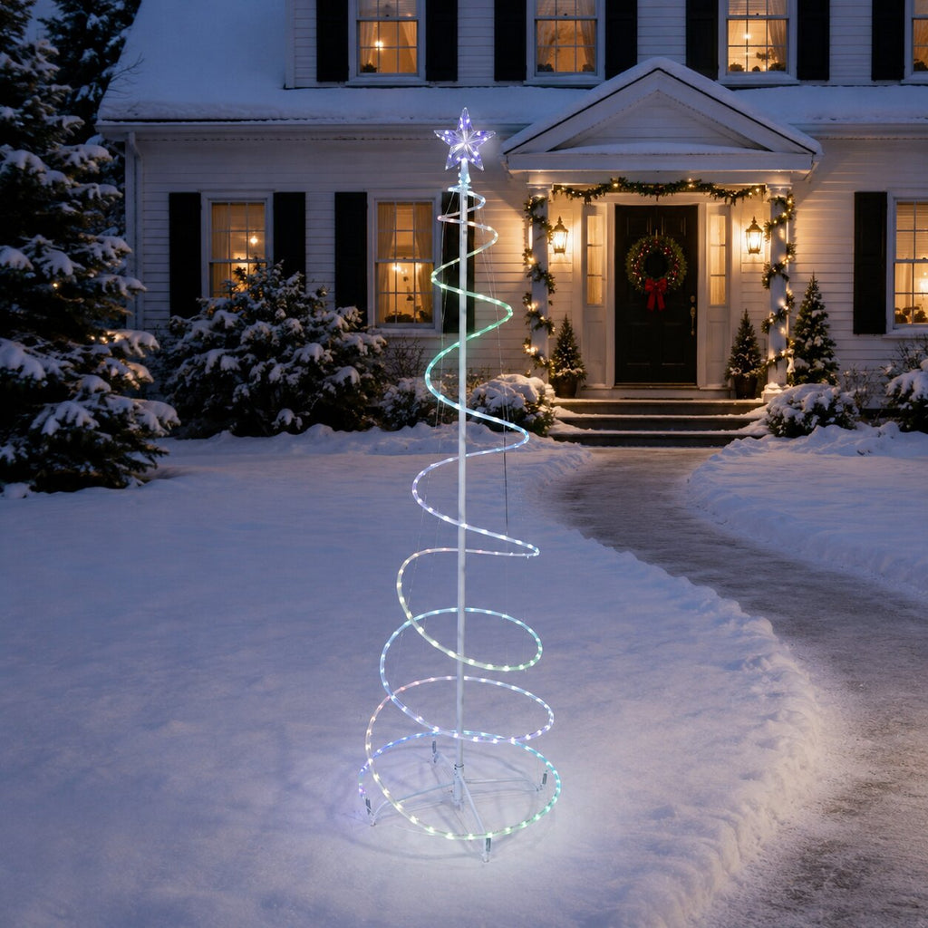 72 in. Multicolor Lighted Spiral Cone Christmas Tree with Star Topper, Metal Frame Metal Frame - media 3