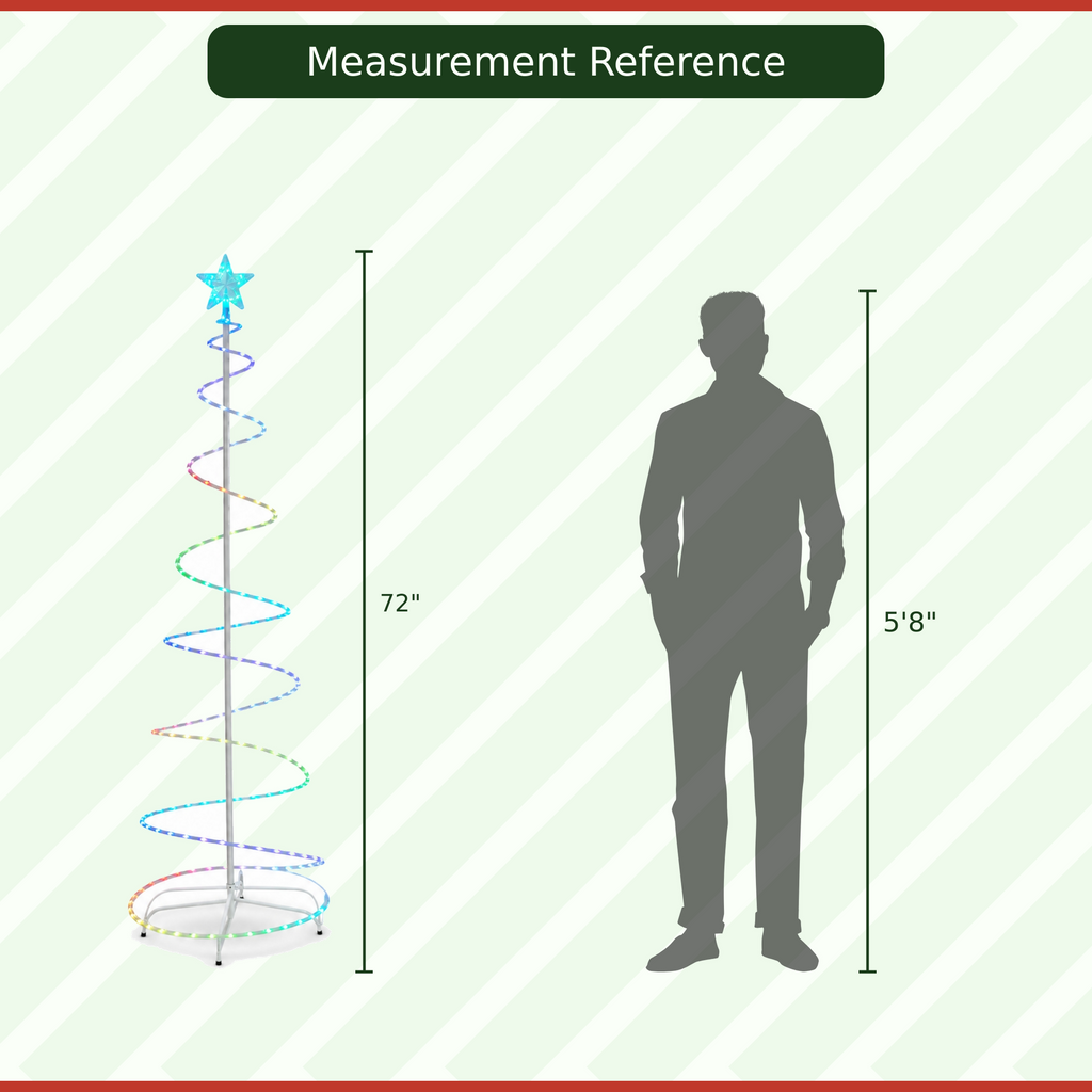 72 in. Multicolor Lighted Spiral Cone Christmas Tree with Star Topper, Metal Frame Metal Frame - media 8