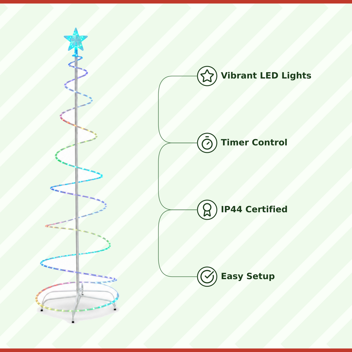 72 in. Multicolor Lighted Spiral Cone Christmas Tree with Star Topper, Metal Frame Metal Frame - media 10