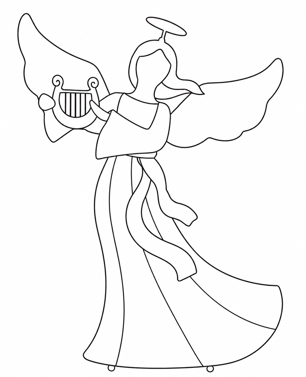 36" White Animated Angel with Wings, Halo, and Harp, Warm LED Lights, Iron Frame - media 18