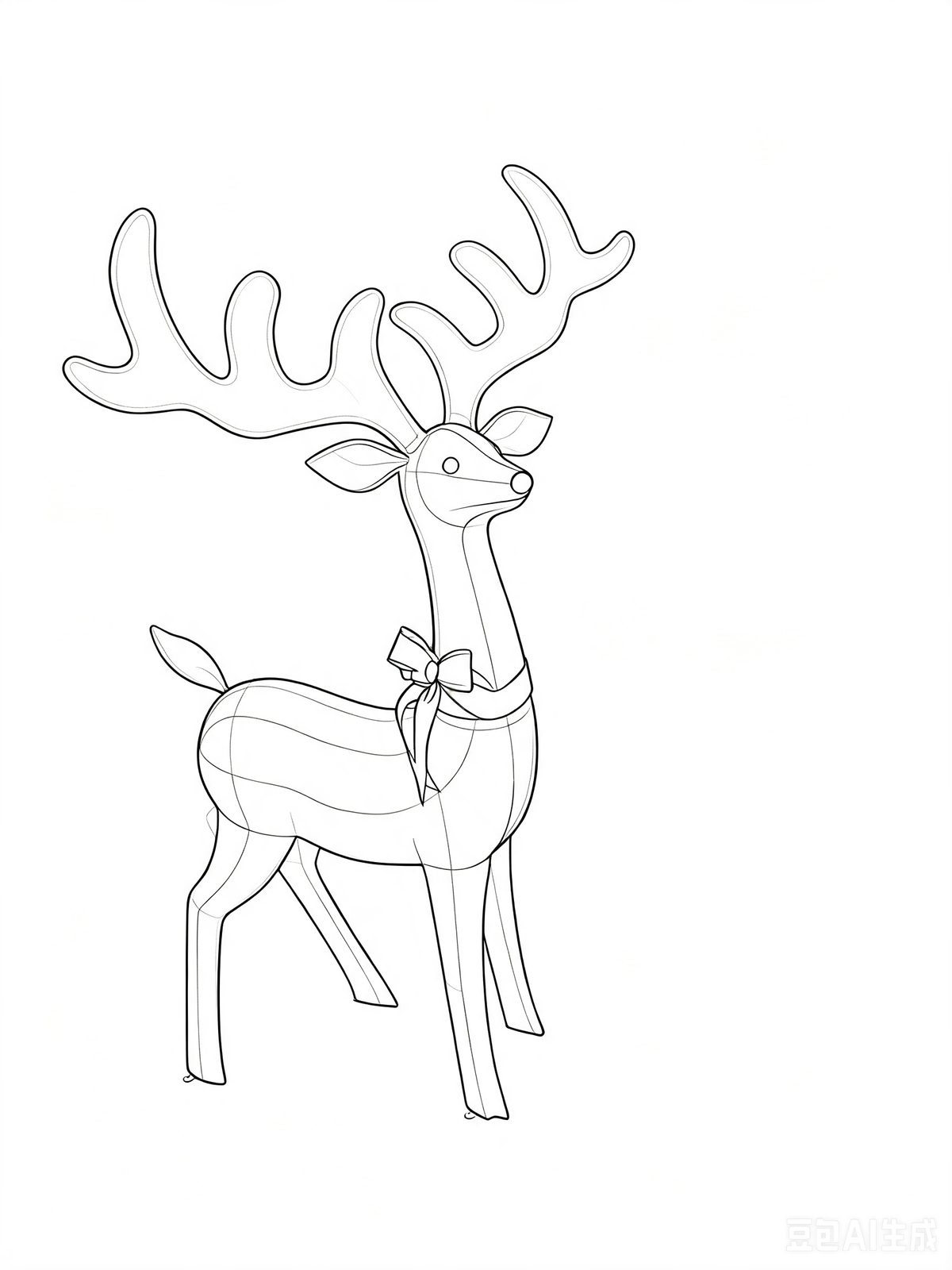 54" White Mesh Animated Reindeer with Antlers and Red Bow, Warm LED Lights - media 13