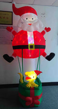 96 in. Lighted Inflatable Santa with Dinosaur Gift Box Christmas Yard Decoration - media 1