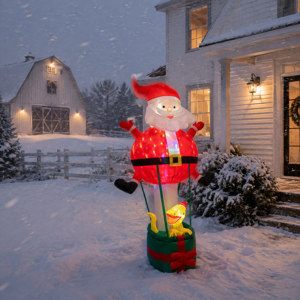 96 in. Lighted Inflatable Santa with Dinosaur Gift Box Christmas Yard Decoration - media 4