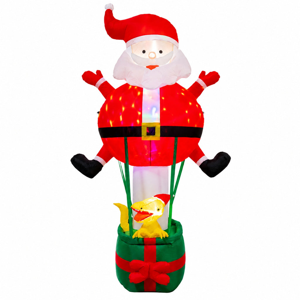 96 in. Lighted Inflatable Santa with Dinosaur Gift Box Christmas Yard Decoration - media 8