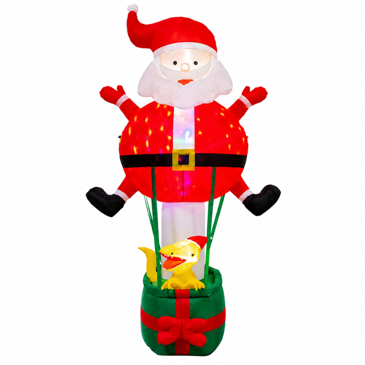 96 in. Lighted Inflatable Santa with Dinosaur Gift Box Christmas Yard Decoration - media 8