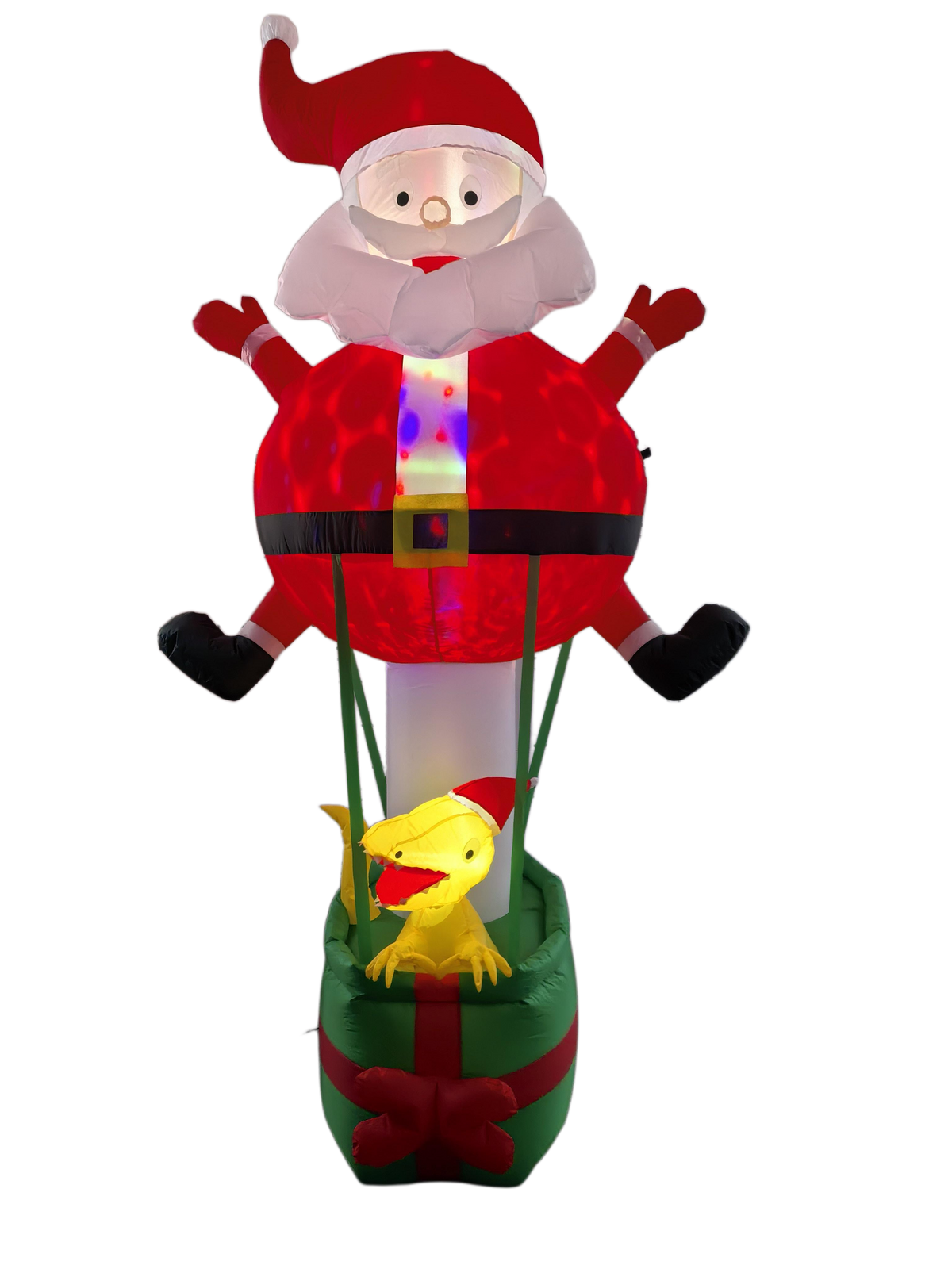 96 in. Lighted Inflatable Santa with Dinosaur Gift Box Christmas Yard Decoration - media 18